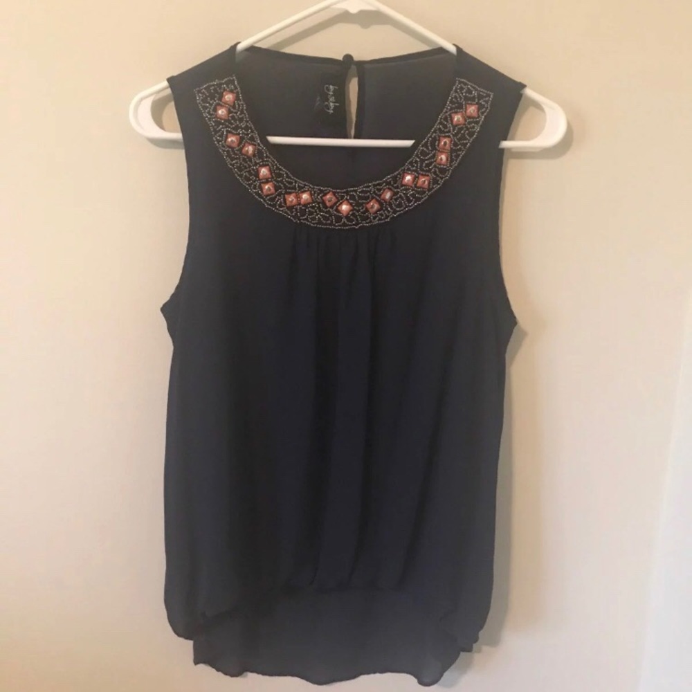 By & By Beaded High Low Tank